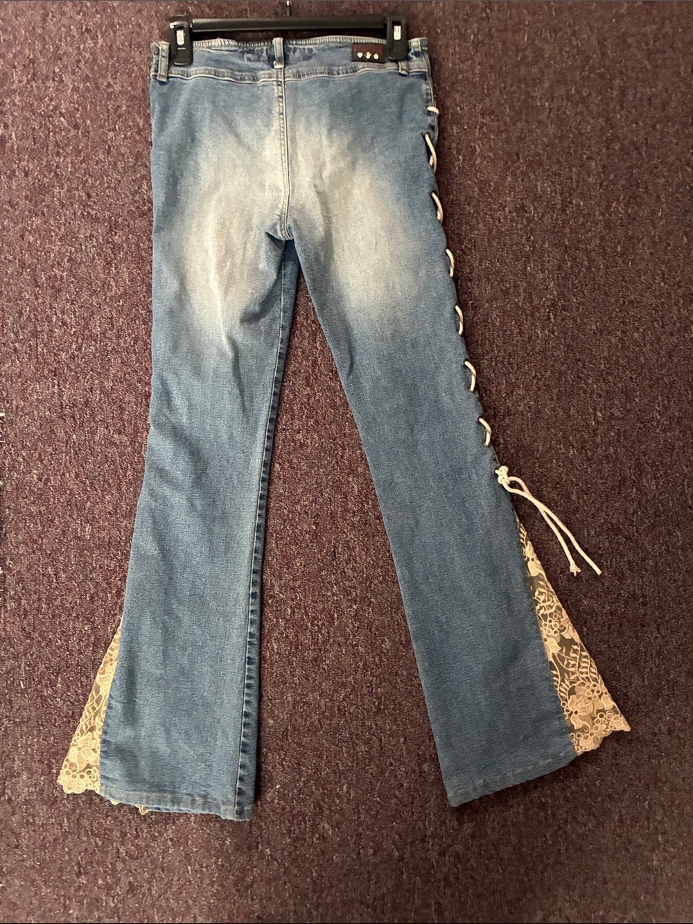 Vintage y2k Mudd Women’s Blue Lace-Trim Side Lace-Up Jeans Low Rise Size XS - Picture 6 of 10